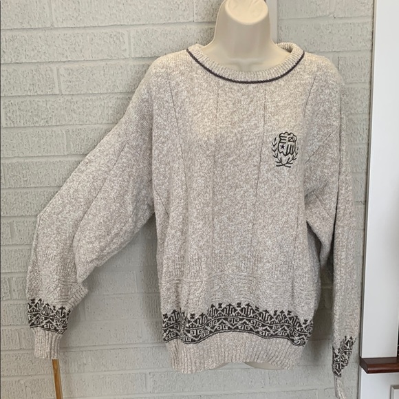 VINTAGE The Cotton Exchange Fisherman Sweater Unisex XL 100% Cotton MADE in USA - Picture 1 of 13